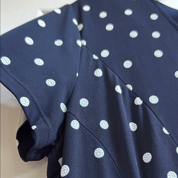 Croft & Barrow Navy Jersey Polka Dot Dress - Picture 3 of 6